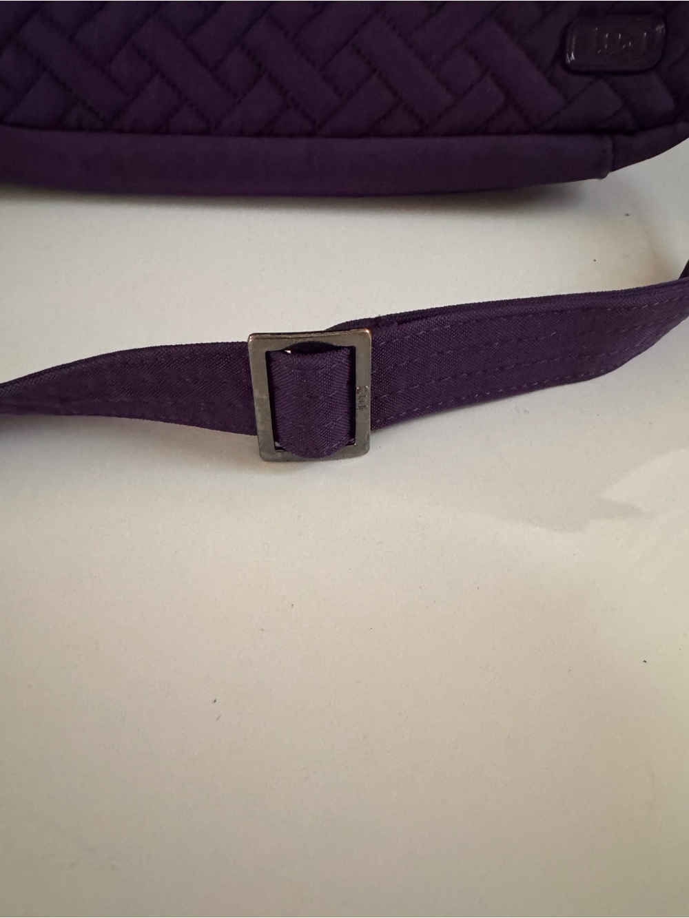 Lug Somersault Crossbody Bag Purple Quilted Organizer Travel Purse Floral Lining - Picture 12 of 14